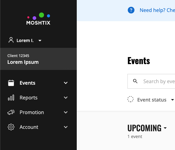 Moshtix Dashboard Client Id