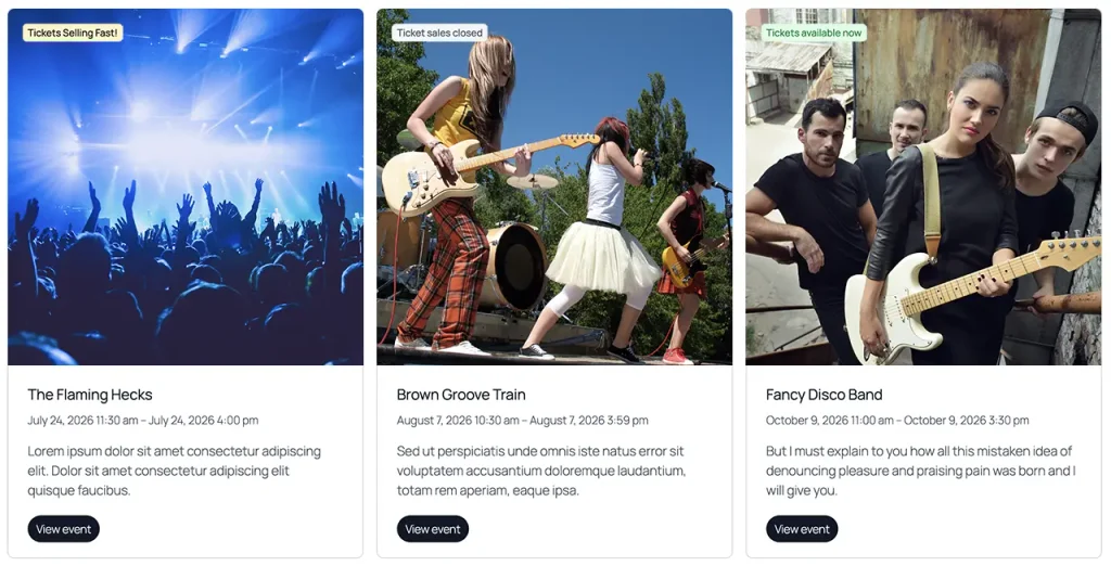 Moshtix WordPress Integrated Events